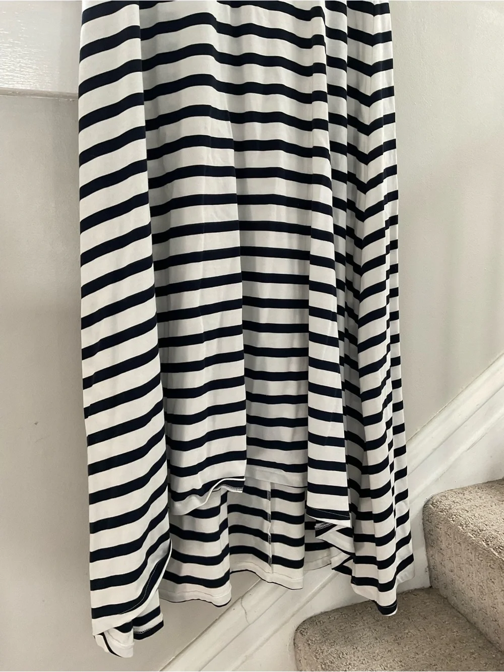 J. Crew black & white stripe sleeveless maxi dress XXL